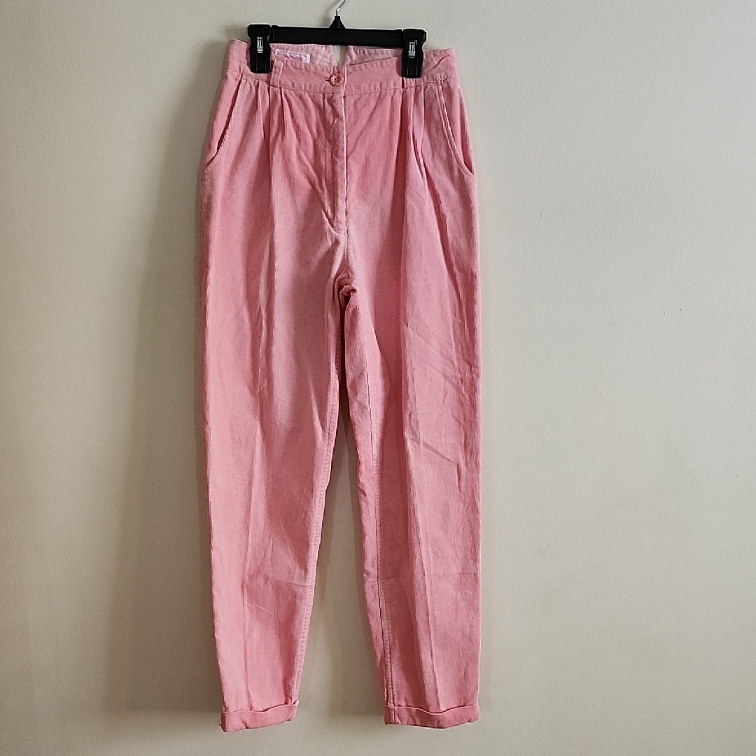 Hearts Jeans Women's Vintage Pink Corduroy Mom Style Pants 100% Cotton